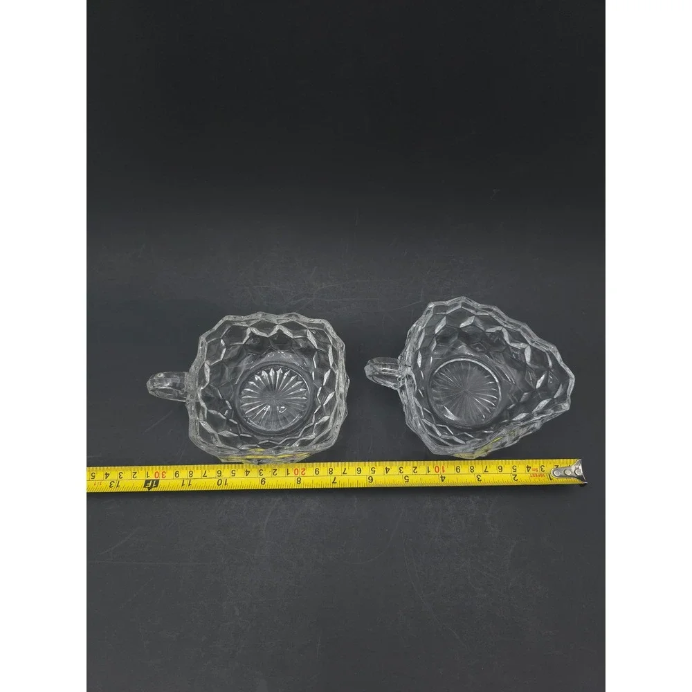 Fostoria American nappy dish single handle nut bowl cup square triangle Lot of 2